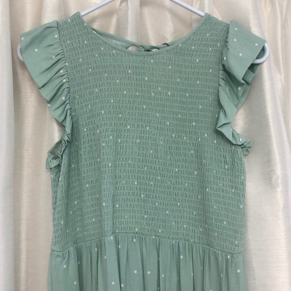 Mint green polka dot dress